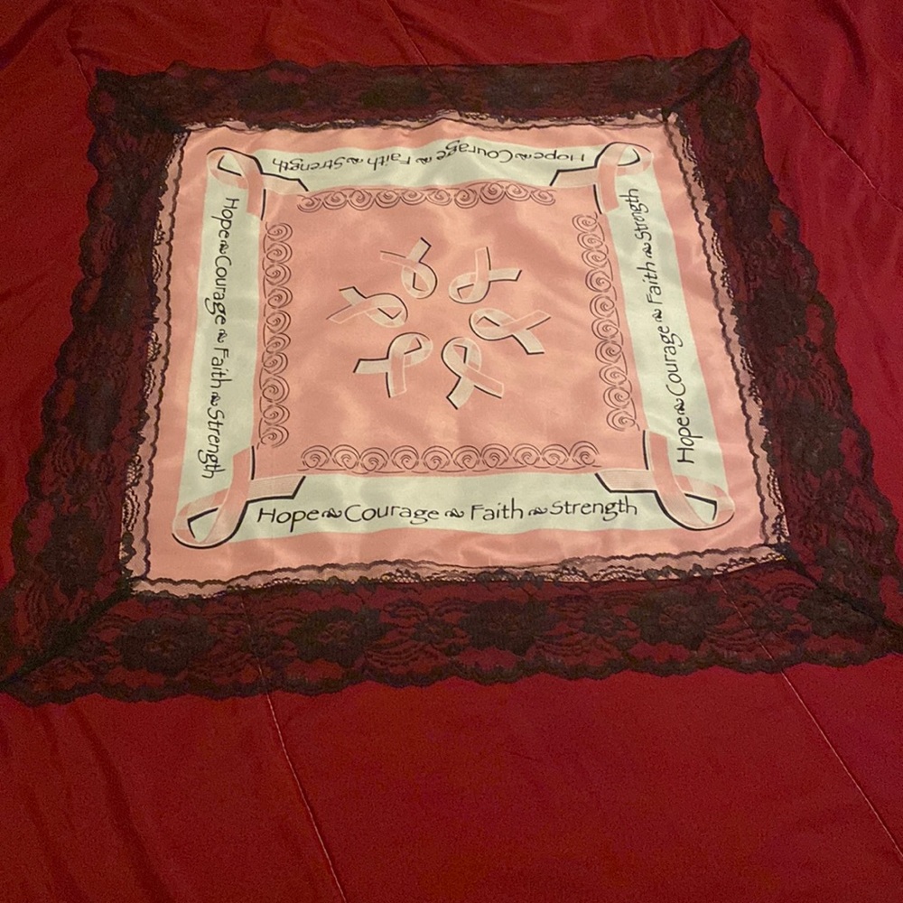 Light pink breast cancer awareness/support handmade handkerchief!